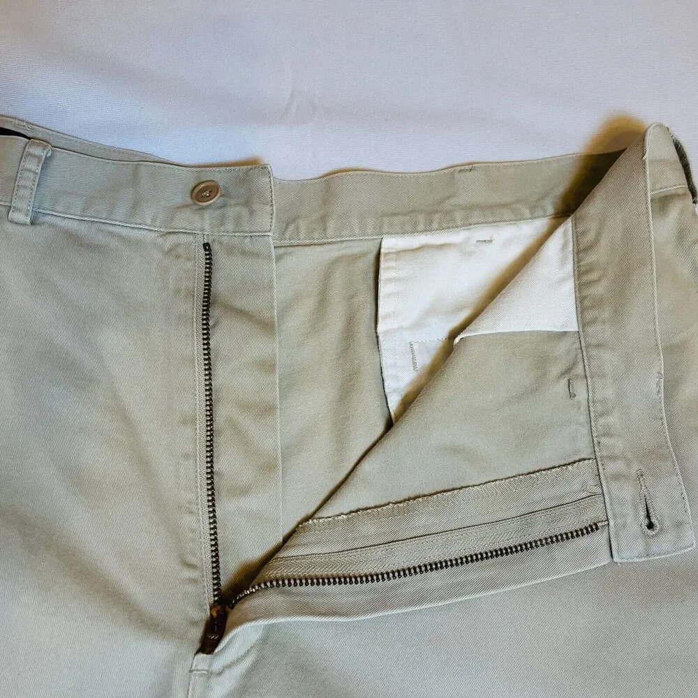 Lands' End Mens Shorts Sz 38 Beige Denim Slash and Back Button Pocket Belt Loops